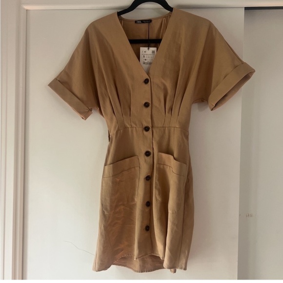 NWOT ZARA Button Up Safari Dress - Picture 5 of 5